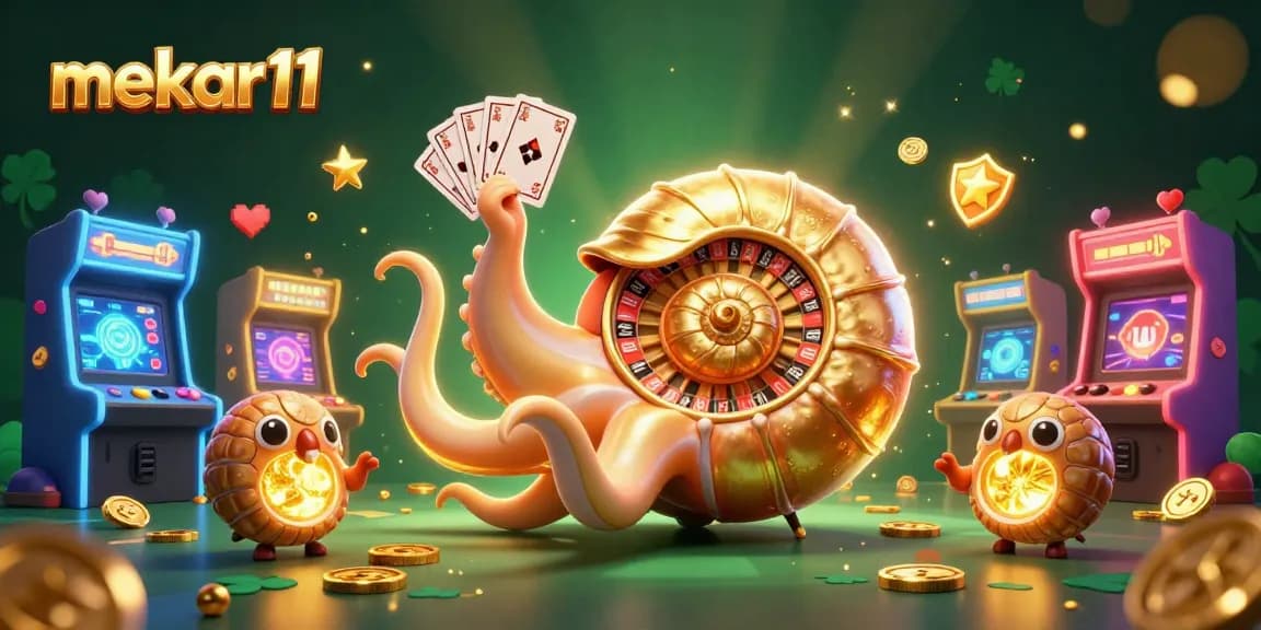 Play exciting slots at mekar11 with vibrant illustrations of casino elements engaging players