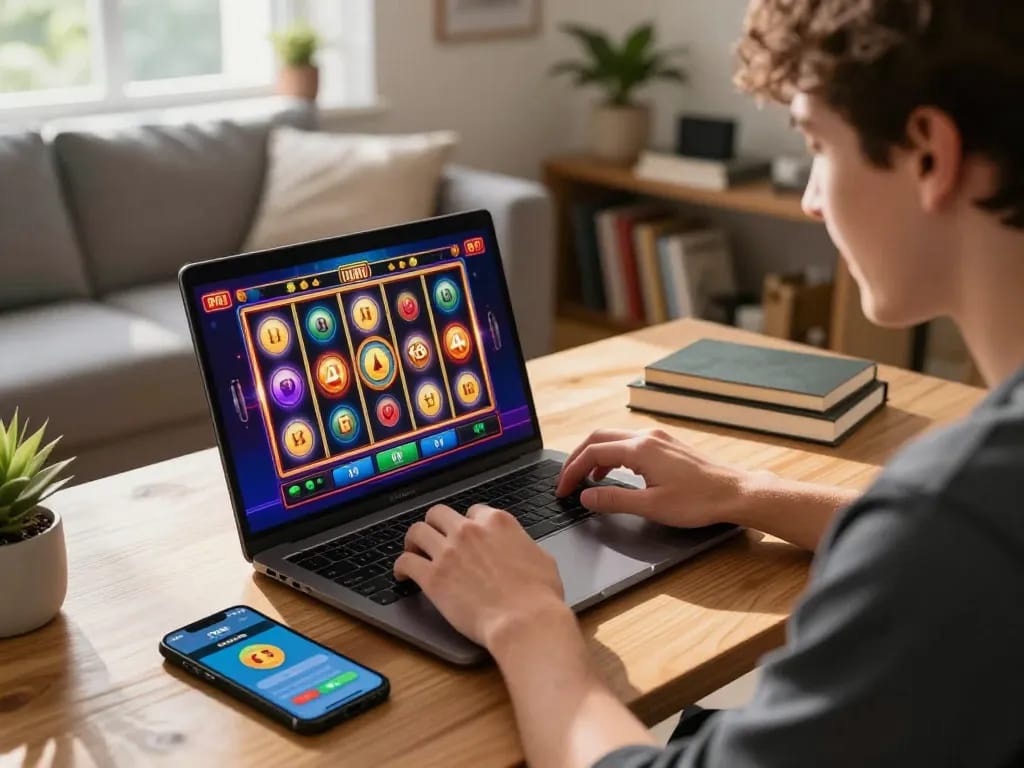 Engaged user enjoying online gambling on open88, highlighting mobile gaming excitement and personal space.