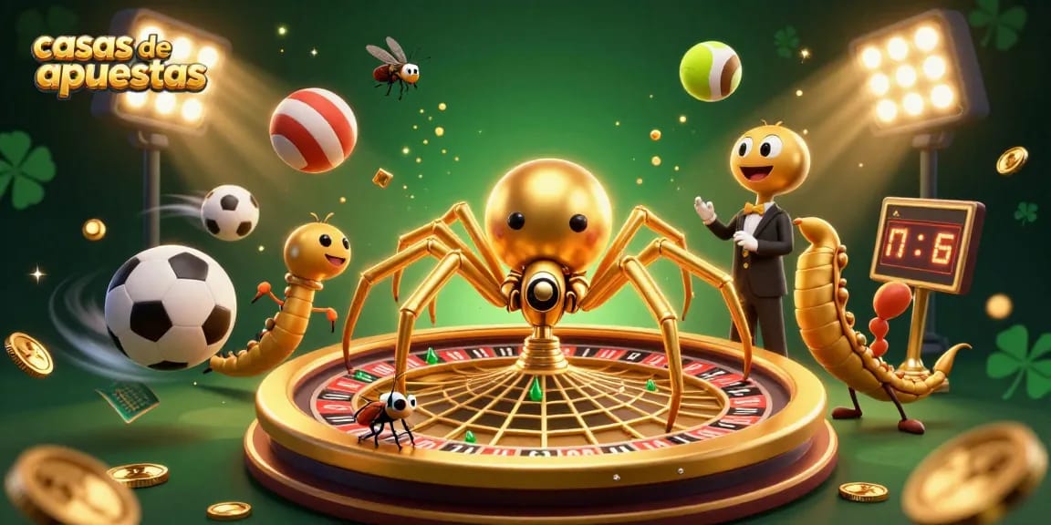 Apuesta en casas de apuestas con deportes y acción en una escena de casino vibrante.