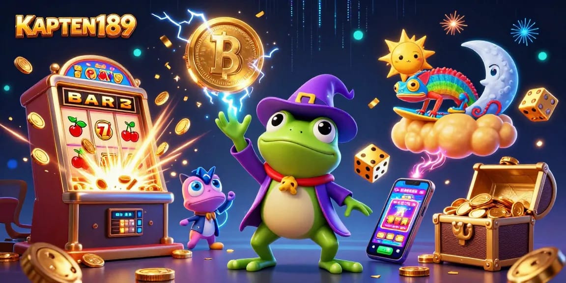 KAPTEN189 menghadirkan slot online gacor dengan banyak hadiah dalam ilustrasi berwarna yang menarik.