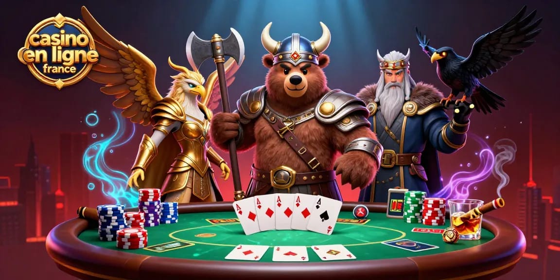 Jouez aux meilleures machines sur le meilleur casino en ligne France avec un ours viking et une aigle Valkyrie.