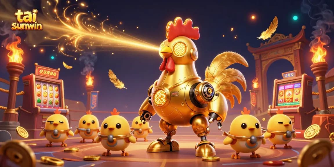 Play slots and win big with tai sunwin while enjoying a dynamic 3D casino scene filled with coins.