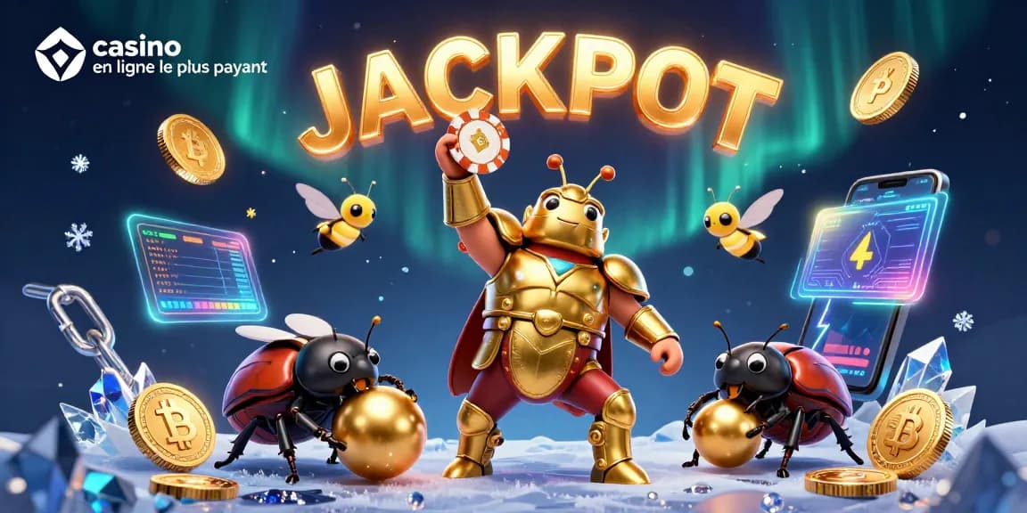Découvrez le casino en ligne le plus payant avec un scarabée guerrier et des éléments de jeux d'argent.