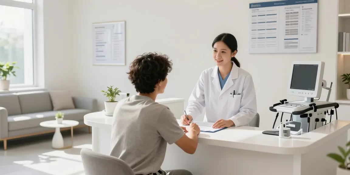 Hair transplant Turkey consultation in a modern clinic with compassionate healthcare provider.