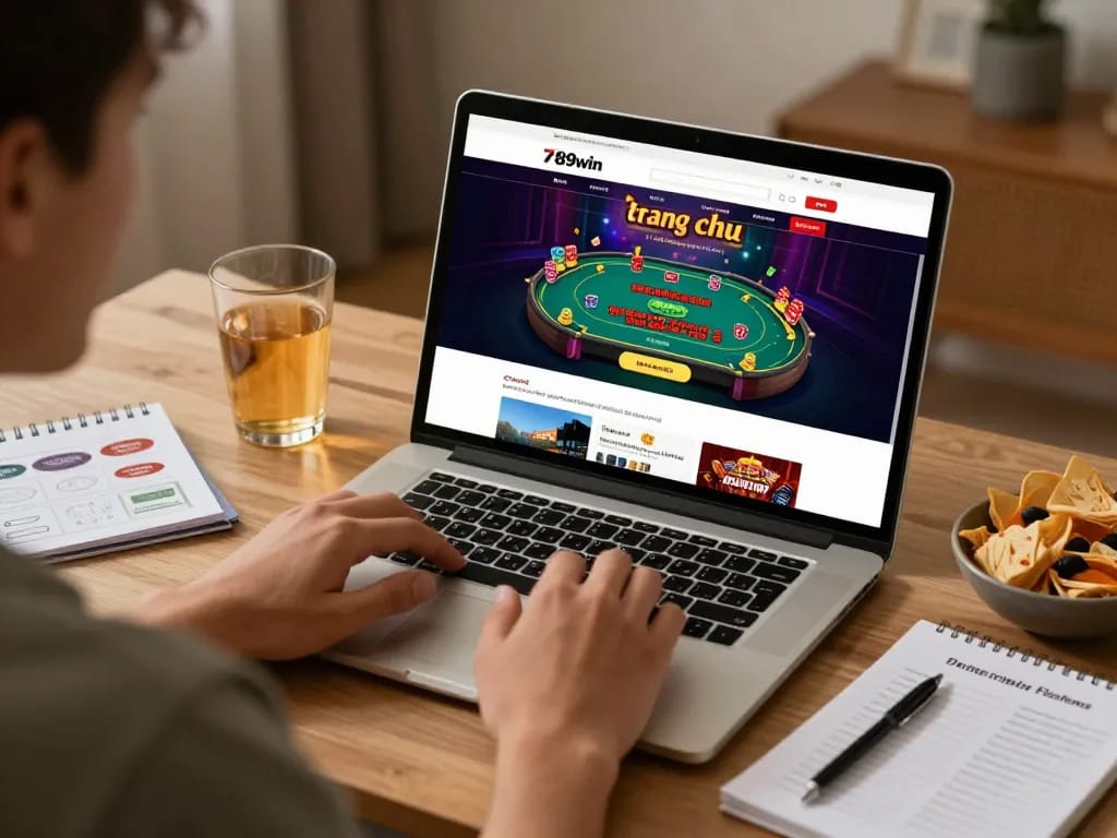 Engaging gameplay on 789win trang chu website, featuring a player on their laptop