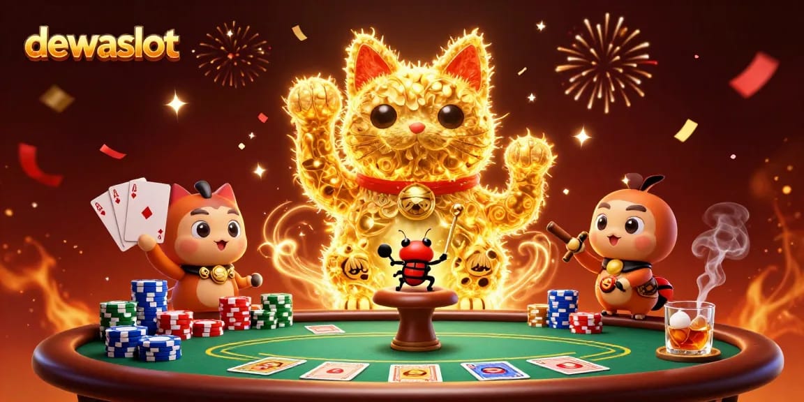 Menggali karakteristik Dewa Slot dengan simbol kasino yang meriah dan menawan pada ilustrasi 3D.
