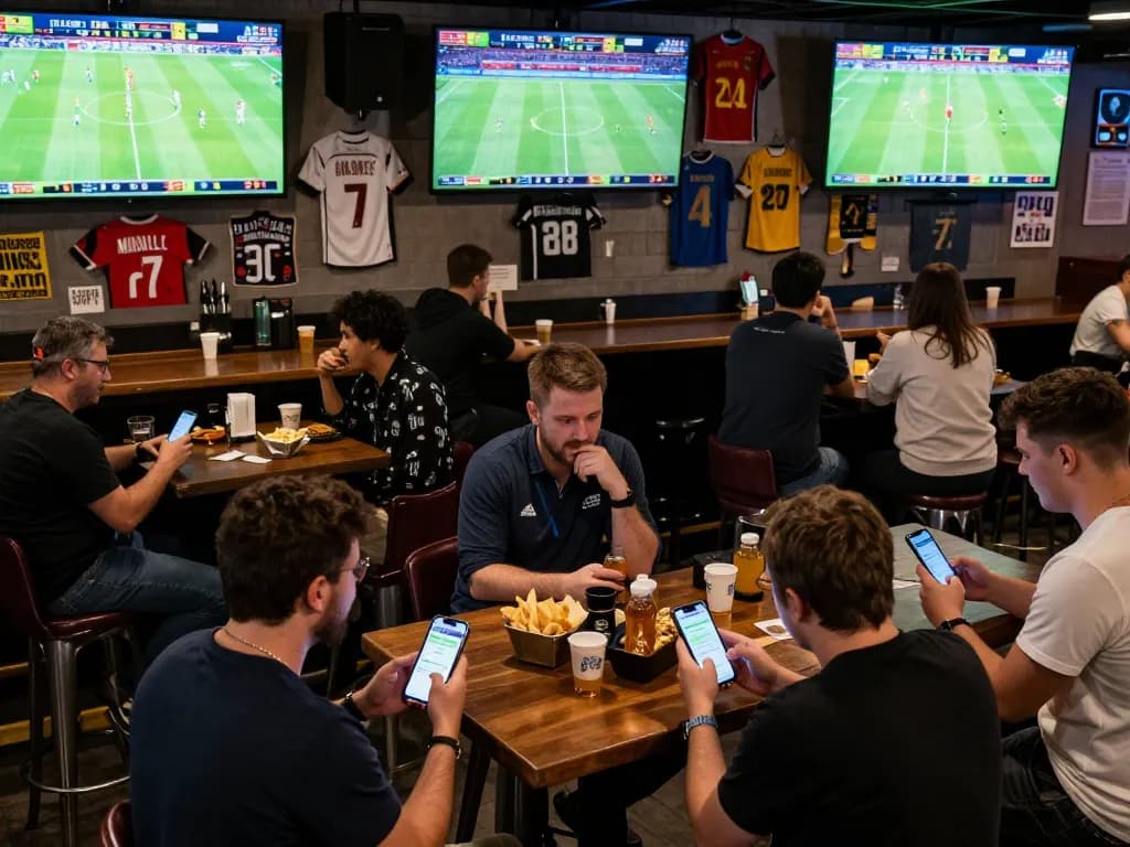 Bongdalu users engaging in live sports betting while enjoying multiple screens displaying football matches.