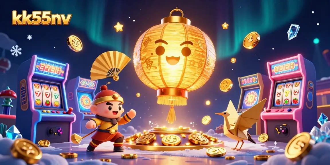 Engage in lively casino action with kk55nv as golden lantern spirits and arcade games light up the scene.