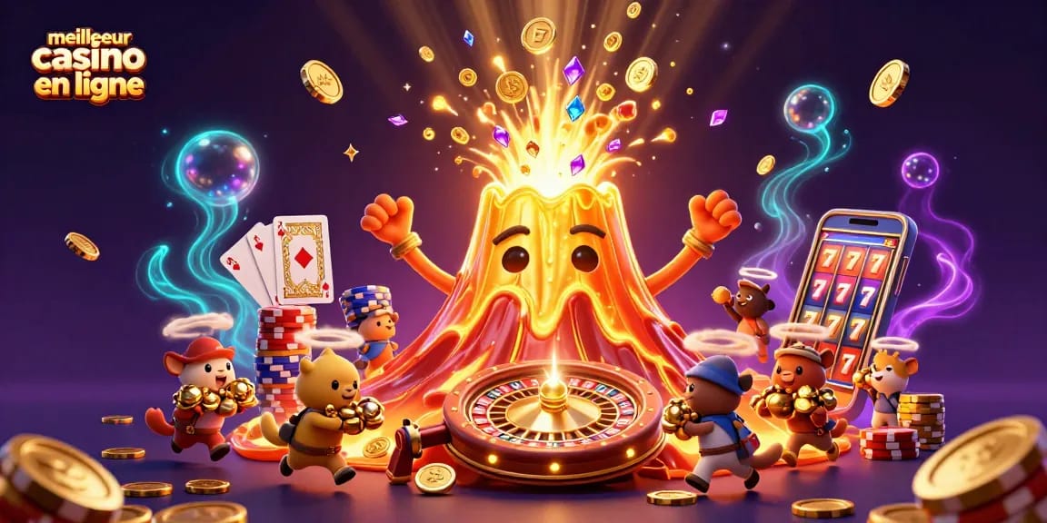 Gagnez des trésors au meilleur casino en ligne avec un volcan d'or triomphant.