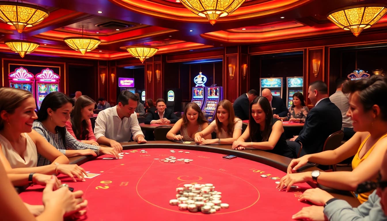 Captivating scene of players enjoying Non gamstop Casino Uk gaming action in a luxurious setting.