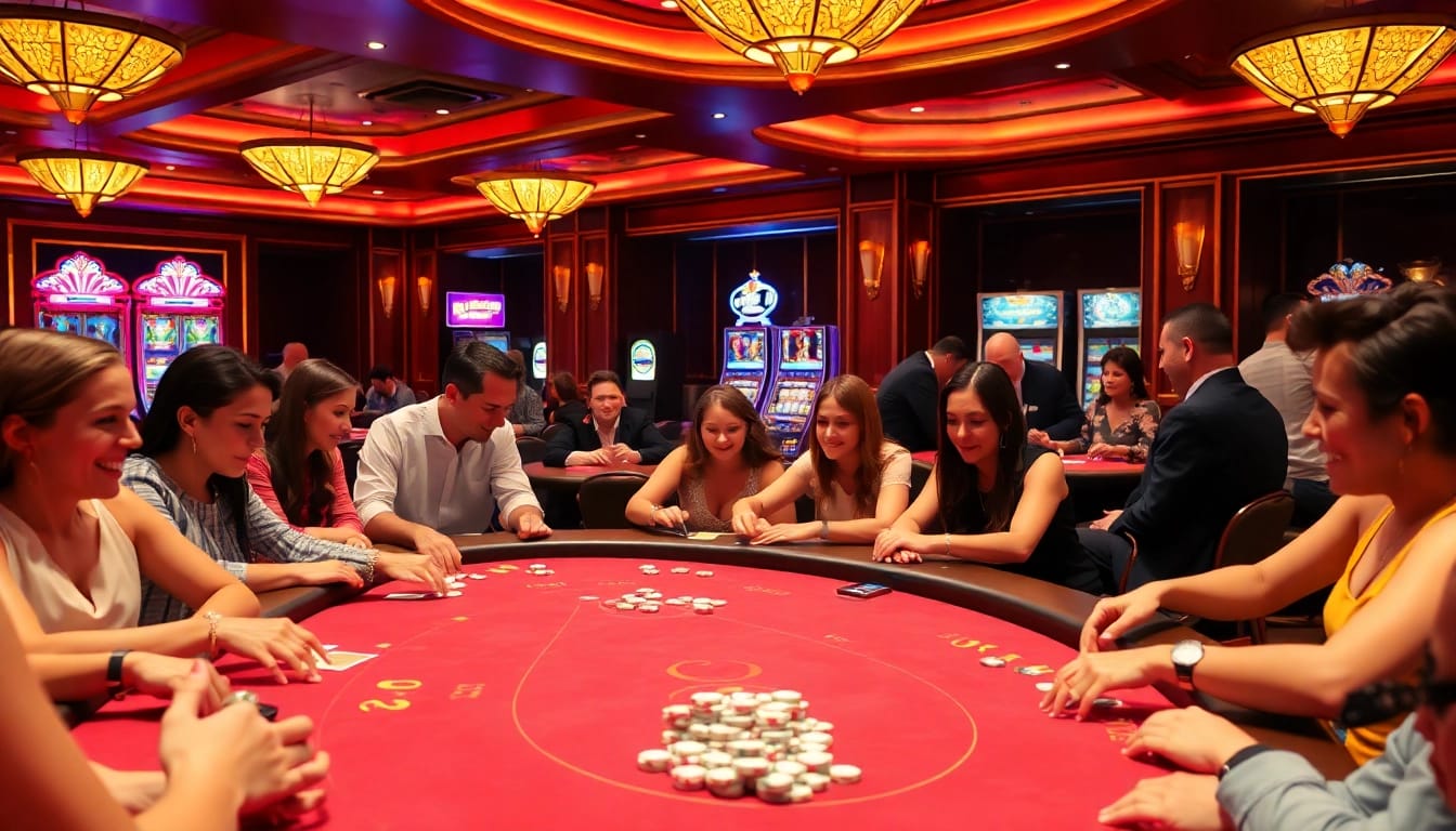 Captivating scene of players enjoying Non gamstop Casino Uk gaming action in a luxurious setting.