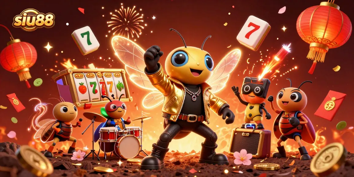 Engage with siu88 gaming excitement through vibrant 3D illustrations showcasing thrilling slot reels and celebratory elements.