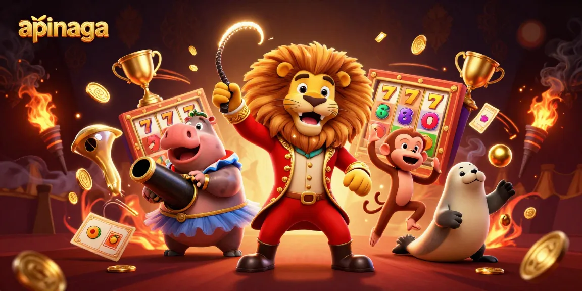 Engage with apinaga's exciting slot experience through vibrant characters and dynamic casino elements.