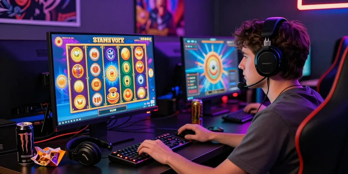 Engaging player enjoying a slot depo 1k gaming experience at home