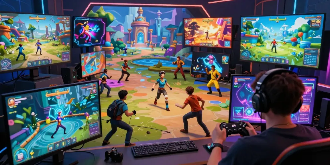 Engaging scene of diverse characters in a vibrant porngame setting with colorful graphics and exciting gameplay.