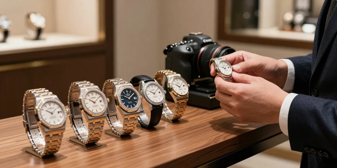 Showcasing super clone watches in an upscale boutique, highlighting luxury and craftsmanship.