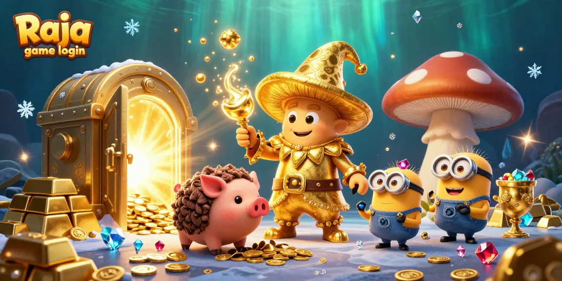 Engage in thrilling gameplay with Raja game login amidst a magical treasure-filled scene.