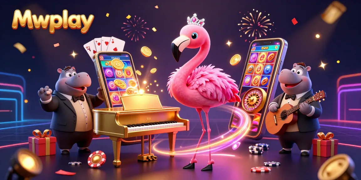 Mwplay offers an exciting atmosphere with a flamingo singer and hippo bassist, bringing casino games to life.