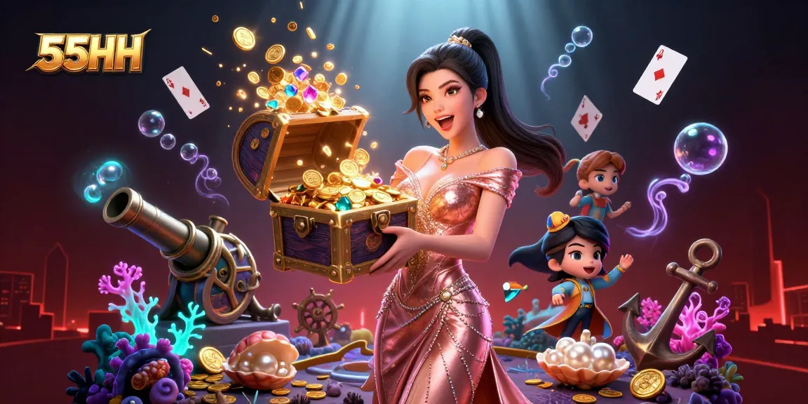 Experience thrilling gameplay at 55HH with a mesmerizing treasure chest of winnings