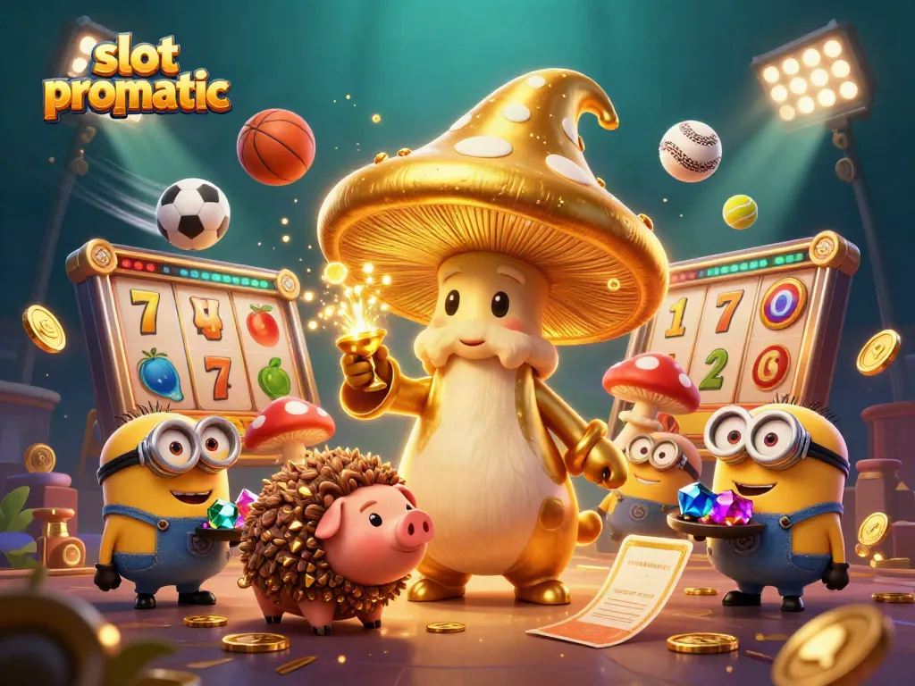 Mengalami permainan slot pragmatic dengan simbol keberuntungan dan keajaiban dalam ilustrasi 3D.