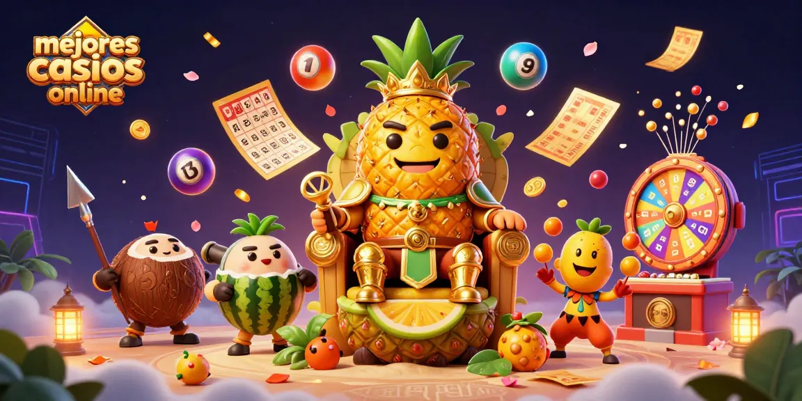 Los mejores casinos online presentan un rey piña en un paisaje lleno de diversión y lotería.