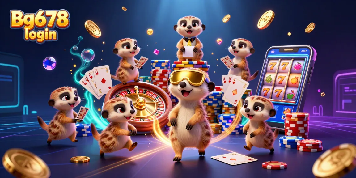 Experience the exciting Bg678 login scene with meerkats at a vibrant casino filled with action!
