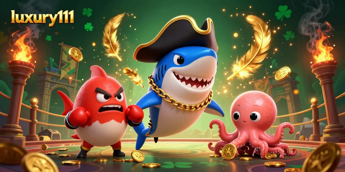luxury111 menangkan jackpot dengan karakter lucu seperti ikan hiu dan gurita di arena kasino