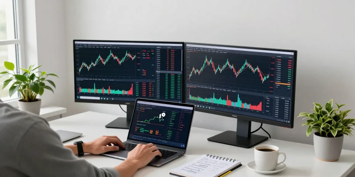 hcnwf stock price is analyzed in a professional crypto trading workspace with multiple screens and trading tools.