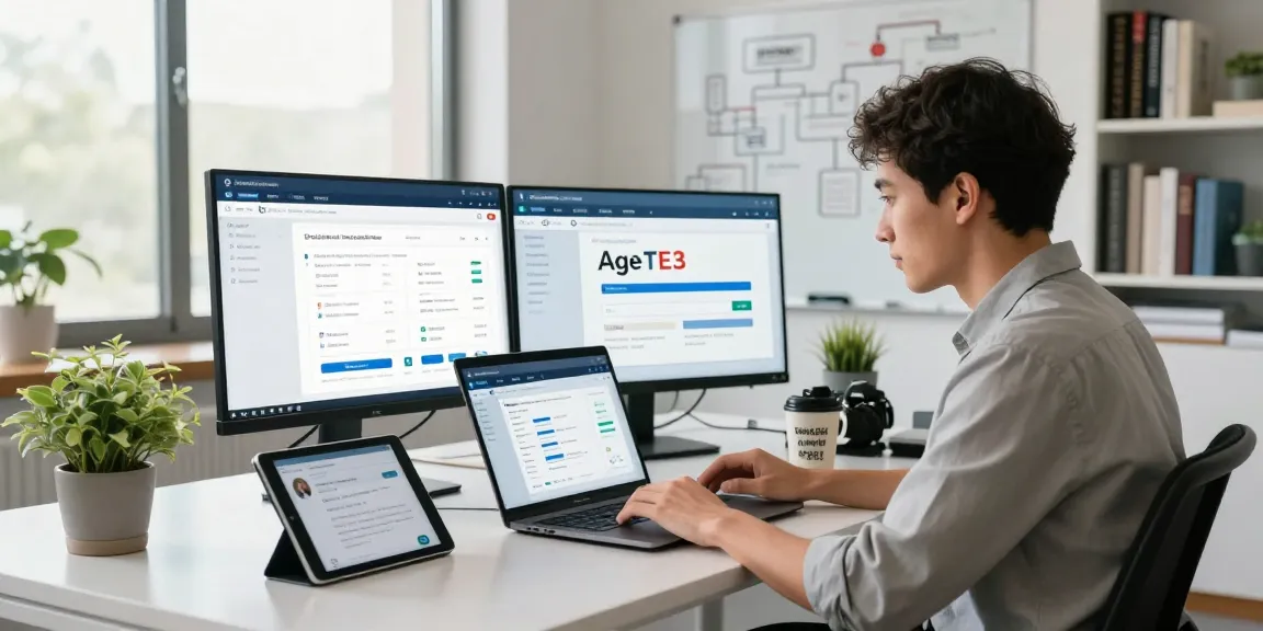Age verification system in action at a modern workspace with professional analyzing data.