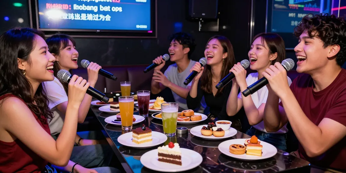 강남 디저트와 함께 즐기는 활기찬 가라오케 파티의 모습