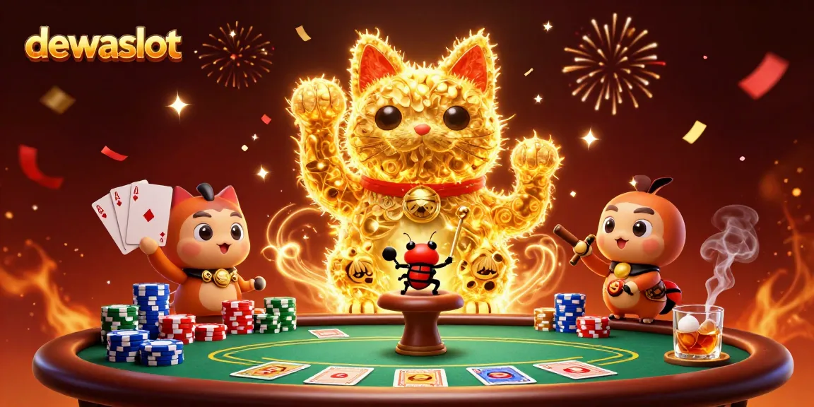 Menggali karakteristik Dewa Slot dengan simbol kasino yang meriah dan menawan pada ilustrasi 3D.