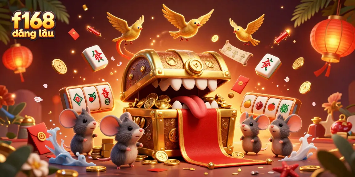 Engage with f168 đăng nhập in an exciting 3D gambling scene, showcasing golden treasures and casino elements.
