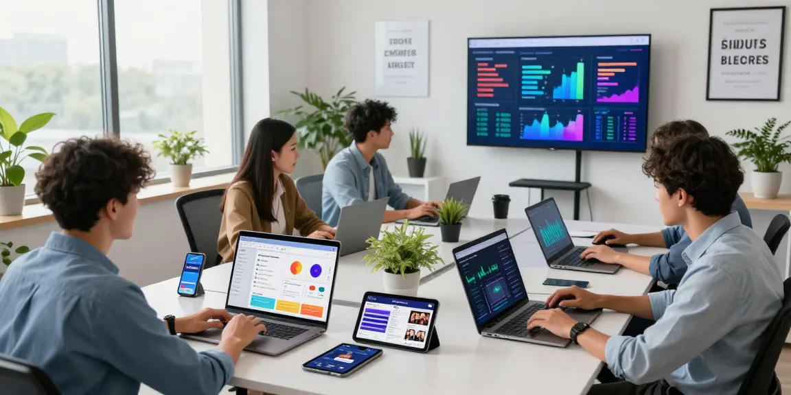 团队在现代办公环境中使用 https://adspowet.com 管理多账号营销活动,展示数据分析与协作过程。