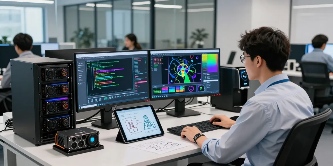 AI detector technology in action, showcasing advanced data analysis and detection in a modern tech workspace.