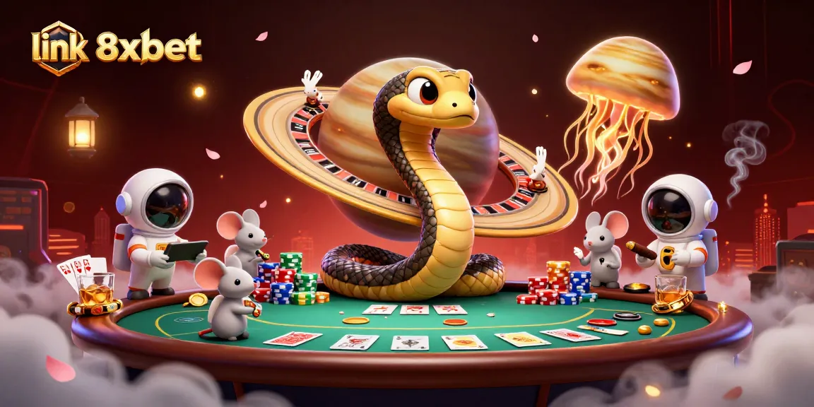 Experience the thrill with link 8xbet as cartoon mice bet on cosmic roulette rings.