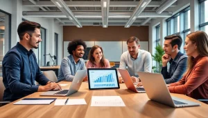 Strategische digitale Marketingbesprechung auf https://alvionz.de/ mit Teamkooperation und modernen Technologien.