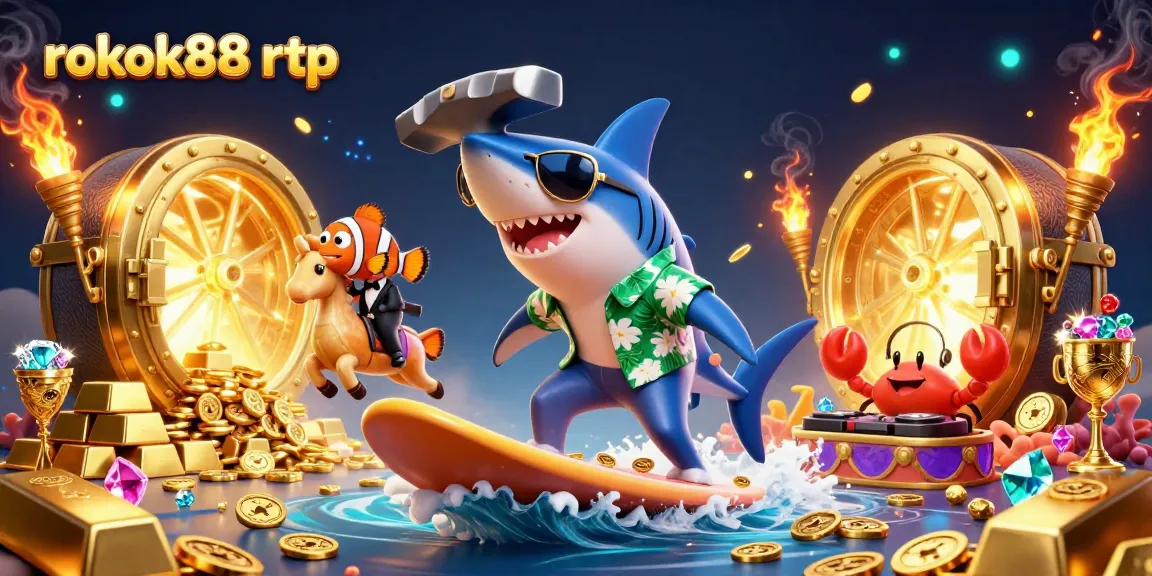 Play games with fun characters like the shark while embracing the excitement of rokok88 rtp