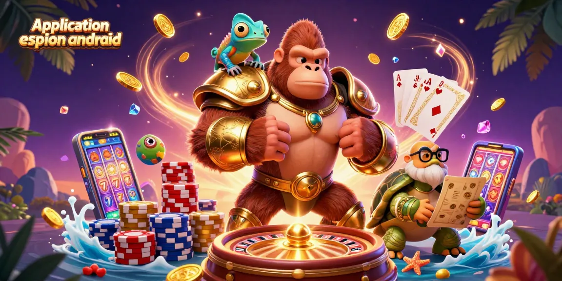 Actionner l'application espion Android avec des appareils de jeu colorés et des effets de casino.
