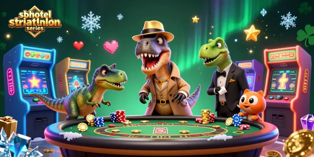 Permainan seru di sbhotelstriathlonseries dengan velociraptor kartu dan atmosfer kasino yang menegangkan