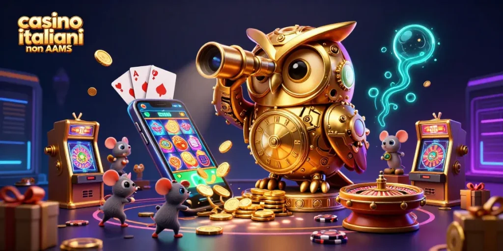 Gioca nei casinò italiani non AAMS mentre la civetta stravagante controlla l’azione sul pavimento del casinò.